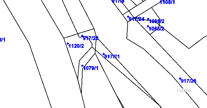 Parcela st. 917/21 v KÚ Jince, Katastrální mapa