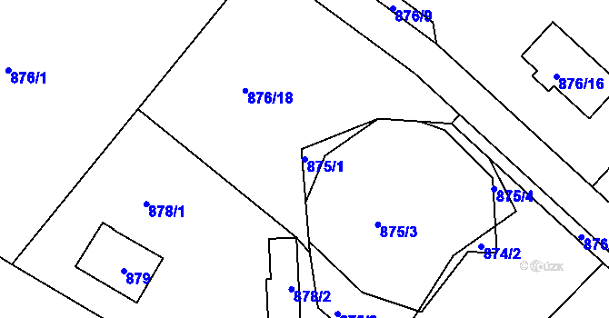 Parcela st. 875/1 v KÚ Jince, Katastrální mapa