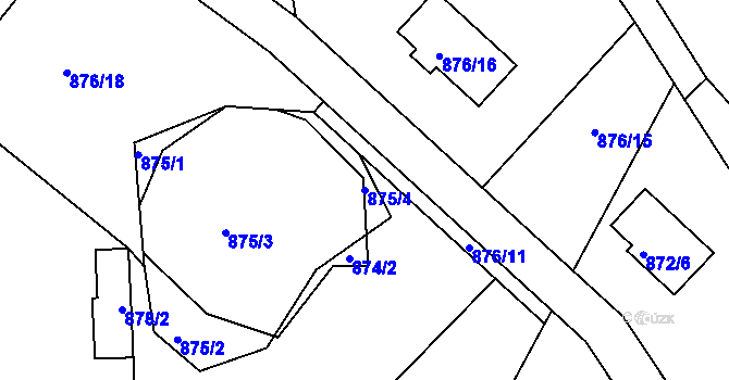 Parcela st. 875/4 v KÚ Jince, Katastrální mapa