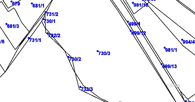 Parcela st. 730/3 v KÚ Jince, Katastrální mapa
