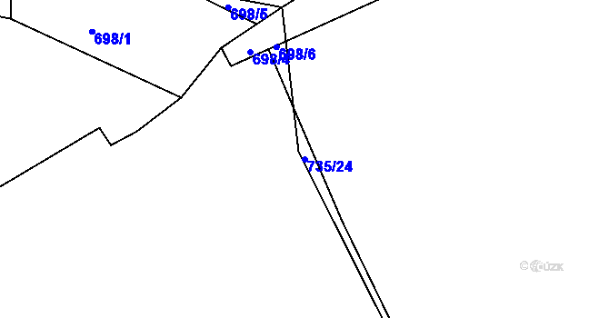 Parcela st. 735/24 v KÚ Jince, Katastrální mapa
