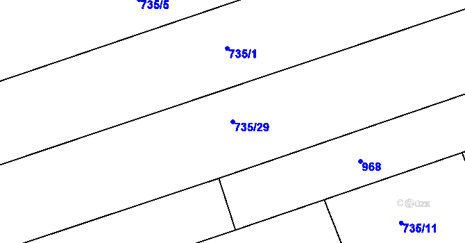 Parcela st. 735/29 v KÚ Jince, Katastrální mapa