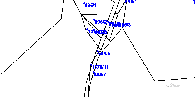Parcela st. 694/6 v KÚ Jince, Katastrální mapa