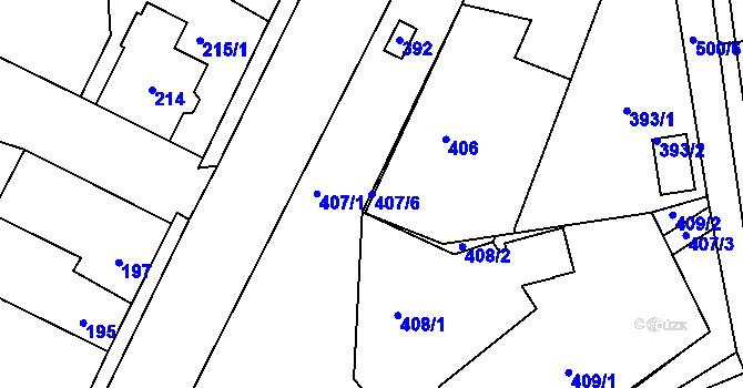 Parcela st. 407/6 v KÚ Jince, Katastrální mapa