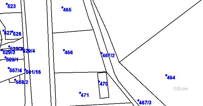 Parcela st. 467/2 v KÚ Jince, Katastrální mapa