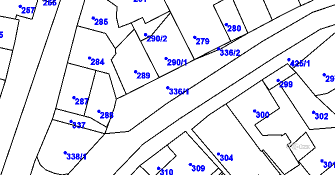 Parcela st. 336/1 v KÚ Jince, Katastrální mapa