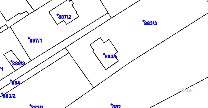 Parcela st. 883/5 v KÚ Jince, Katastrální mapa