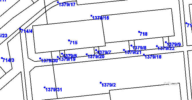 Parcela st. 1379/7 v KÚ Jince, Katastrální mapa