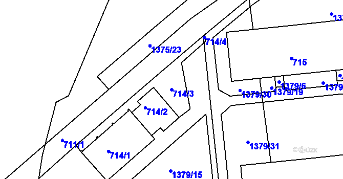 Parcela st. 714/3 v KÚ Jince, Katastrální mapa