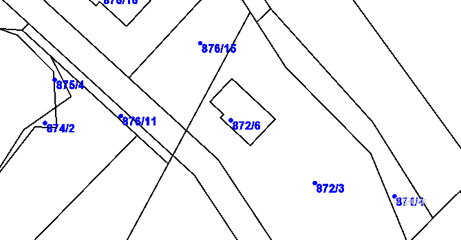 Parcela st. 872/6 v KÚ Jince, Katastrální mapa