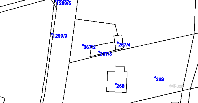 Parcela st. 267/3 v KÚ Jince, Katastrální mapa
