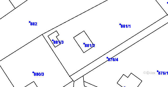Parcela st. 881/2 v KÚ Jince, Katastrální mapa