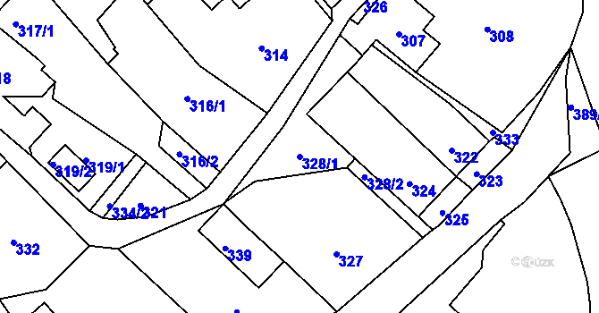 Parcela st. 328/1 v KÚ Jince, Katastrální mapa