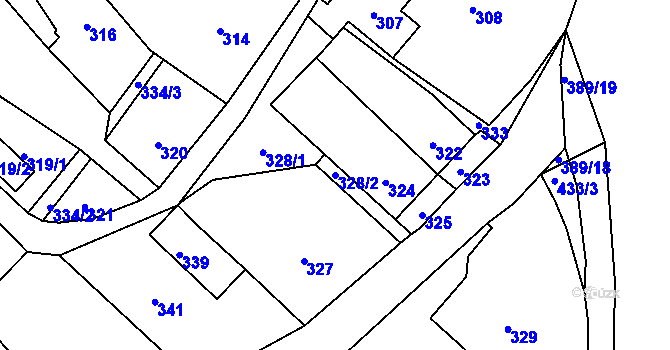 Parcela st. 328/2 v KÚ Jince, Katastrální mapa