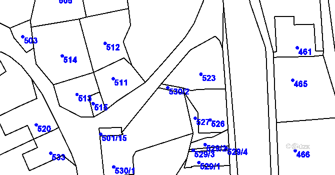 Parcela st. 530/2 v KÚ Jince, Katastrální mapa