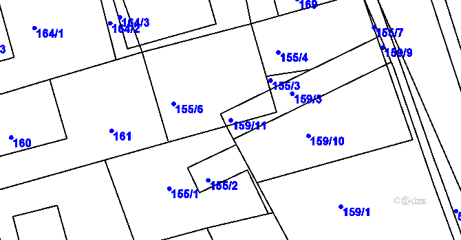 Parcela st. 159/11 v KÚ Jince, Katastrální mapa