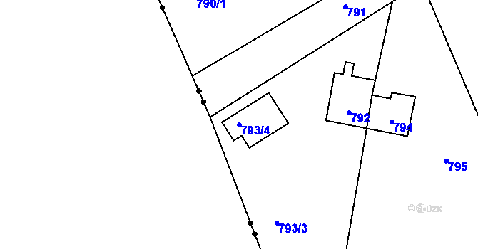Parcela st. 793/4 v KÚ Jince, Katastrální mapa