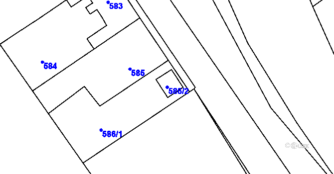 Parcela st. 586/2 v KÚ Jince, Katastrální mapa