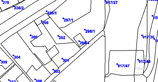 Parcela st. 298/4 v KÚ Jince, Katastrální mapa