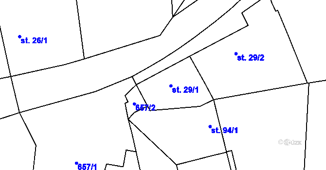 Parcela st. 29/1 v KÚ Jindice, Katastrální mapa
