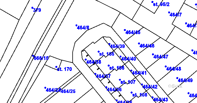 Parcela st. 105 v KÚ Jindice, Katastrální mapa
