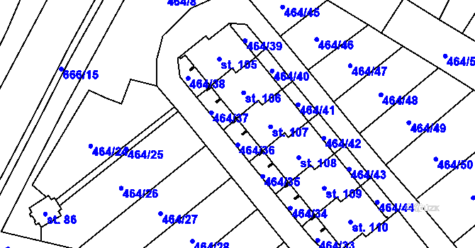 Parcela st. 106 v KÚ Jindice, Katastrální mapa