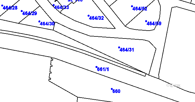 Parcela st. 464/31 v KÚ Jindice, Katastrální mapa
