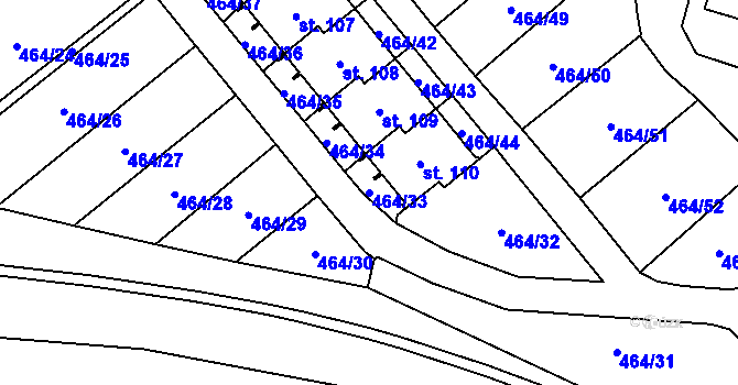Parcela st. 464/33 v KÚ Jindice, Katastrální mapa