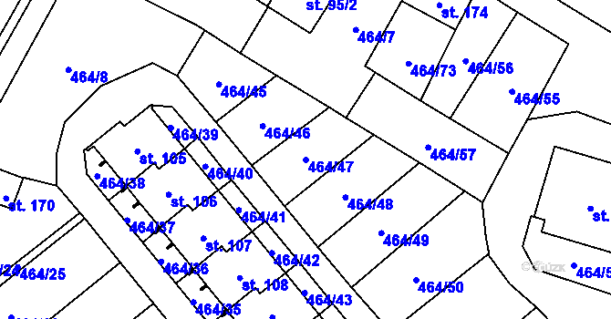 Parcela st. 464/47 v KÚ Jindice, Katastrální mapa