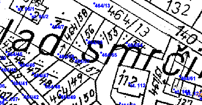 Parcela st. 464/55 v KÚ Jindice, Katastrální mapa
