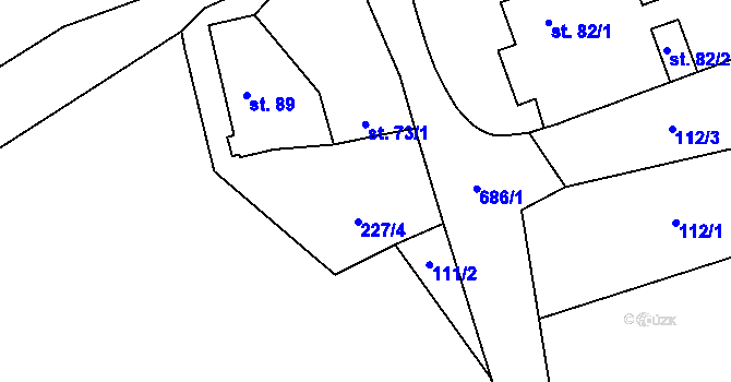 Parcela st. 111/3 v KÚ Jindice, Katastrální mapa
