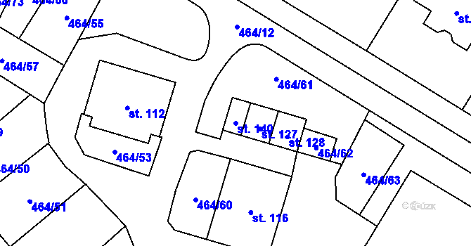 Parcela st. 140 v KÚ Jindice, Katastrální mapa