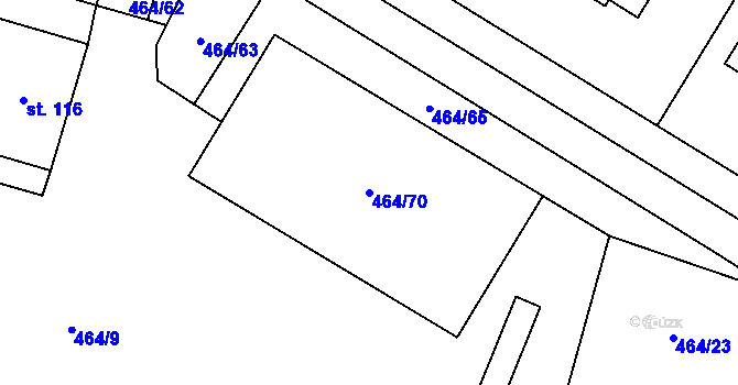 Parcela st. 464/70 v KÚ Jindice, Katastrální mapa
