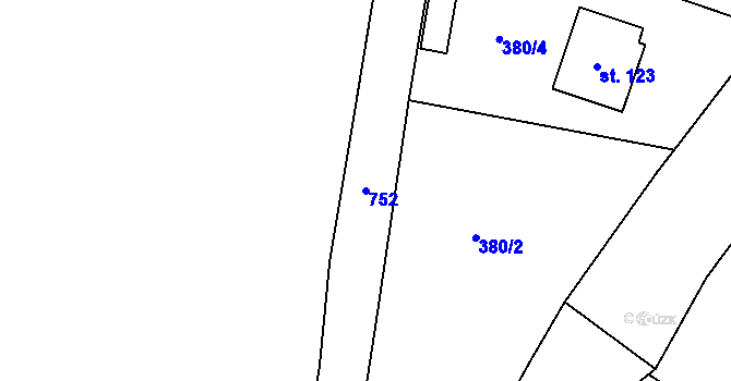 Parcela st. 752 v KÚ Jindice, Katastrální mapa