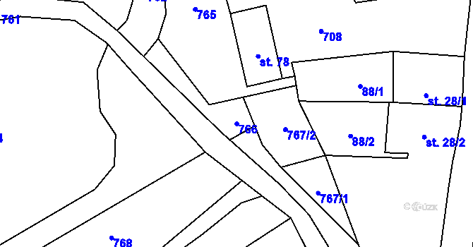 Parcela st. 766 v KÚ Jindice, Katastrální mapa