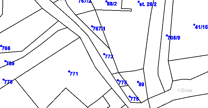 Parcela st. 772 v KÚ Jindice, Katastrální mapa