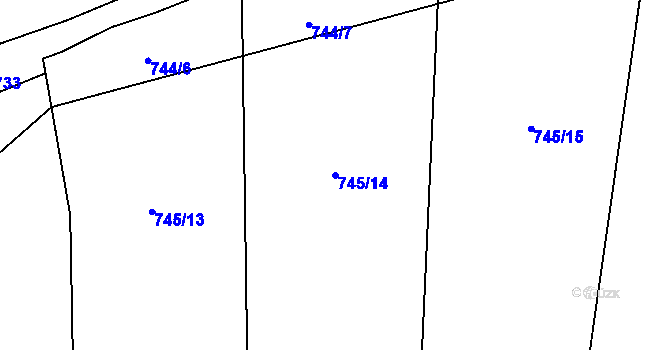 Parcela st. 745/14 v KÚ Jindice, Katastrální mapa