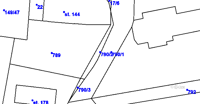 Parcela st. 790/2 v KÚ Jindice, Katastrální mapa