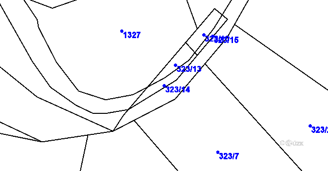 Parcela st. 323/14 v KÚ Jestřabí u Velké Bíteše, Katastrální mapa