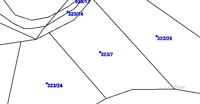 Parcela st. 323/7 v KÚ Jestřabí u Velké Bíteše, Katastrální mapa