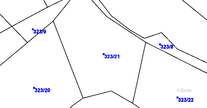 Parcela st. 323/21 v KÚ Jestřabí u Velké Bíteše, Katastrální mapa