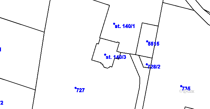 Parcela st. 140/3 v KÚ Jindřichov ve Slezsku, Katastrální mapa