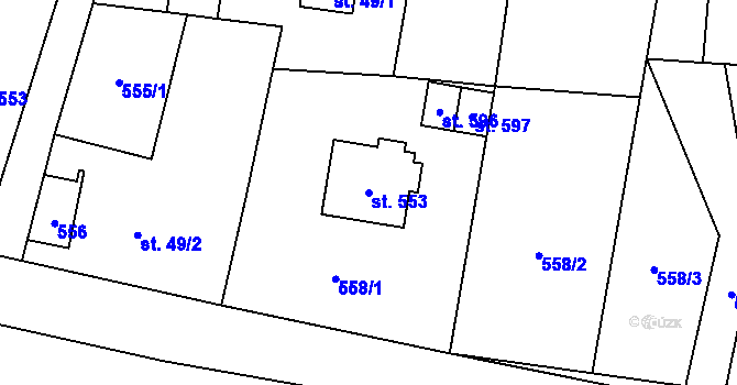 Parcela st. 553 v KÚ Jindřichov ve Slezsku, Katastrální mapa