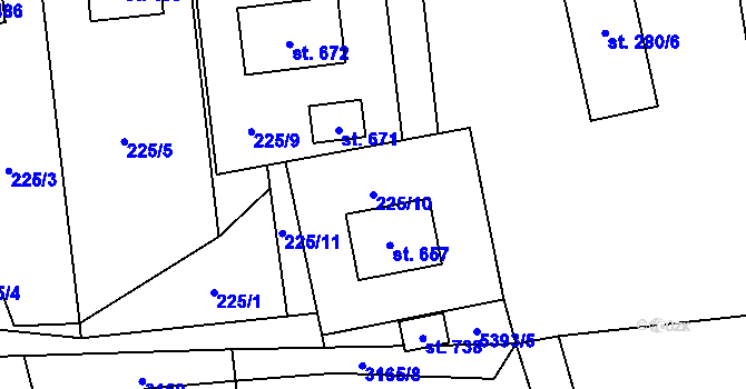 Parcela st. 225/10 v KÚ Jindřichov ve Slezsku, Katastrální mapa