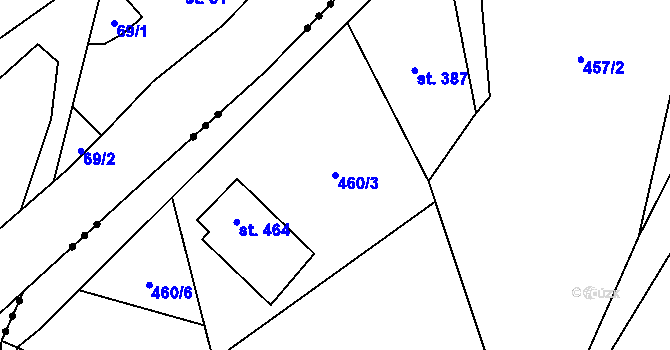 Parcela st. 460/3 v KÚ Jindřichov ve Slezsku, Katastrální mapa