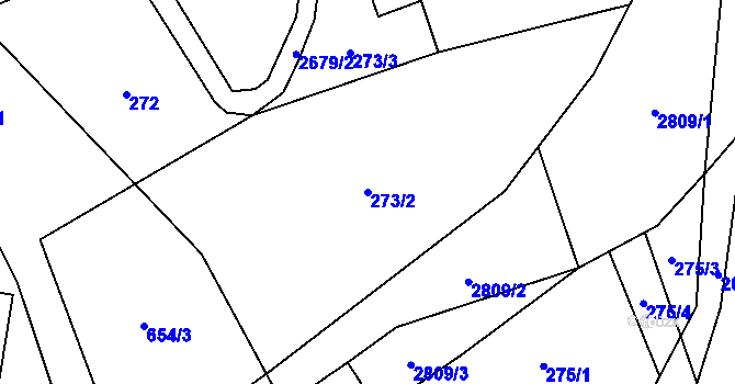 Parcela st. 273/2 v KÚ Jindřichov u Hranic, Katastrální mapa