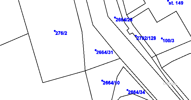 Parcela st. 2664/31 v KÚ Jindřichov u Hranic, Katastrální mapa