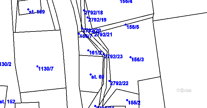 Parcela st. 2792/23 v KÚ Jindřichov u Hranic, Katastrální mapa