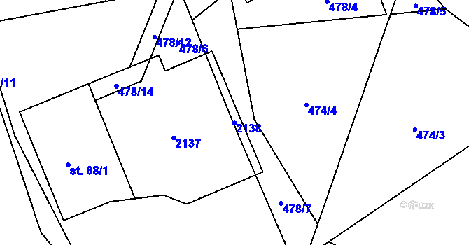 Parcela st. 68/3 v KÚ Habartice u Jindřichova, Katastrální mapa