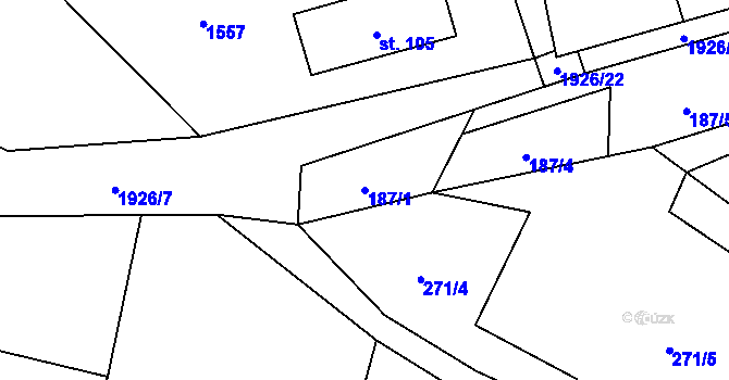 Parcela st. 187/1 v KÚ Habartice u Jindřichova, Katastrální mapa